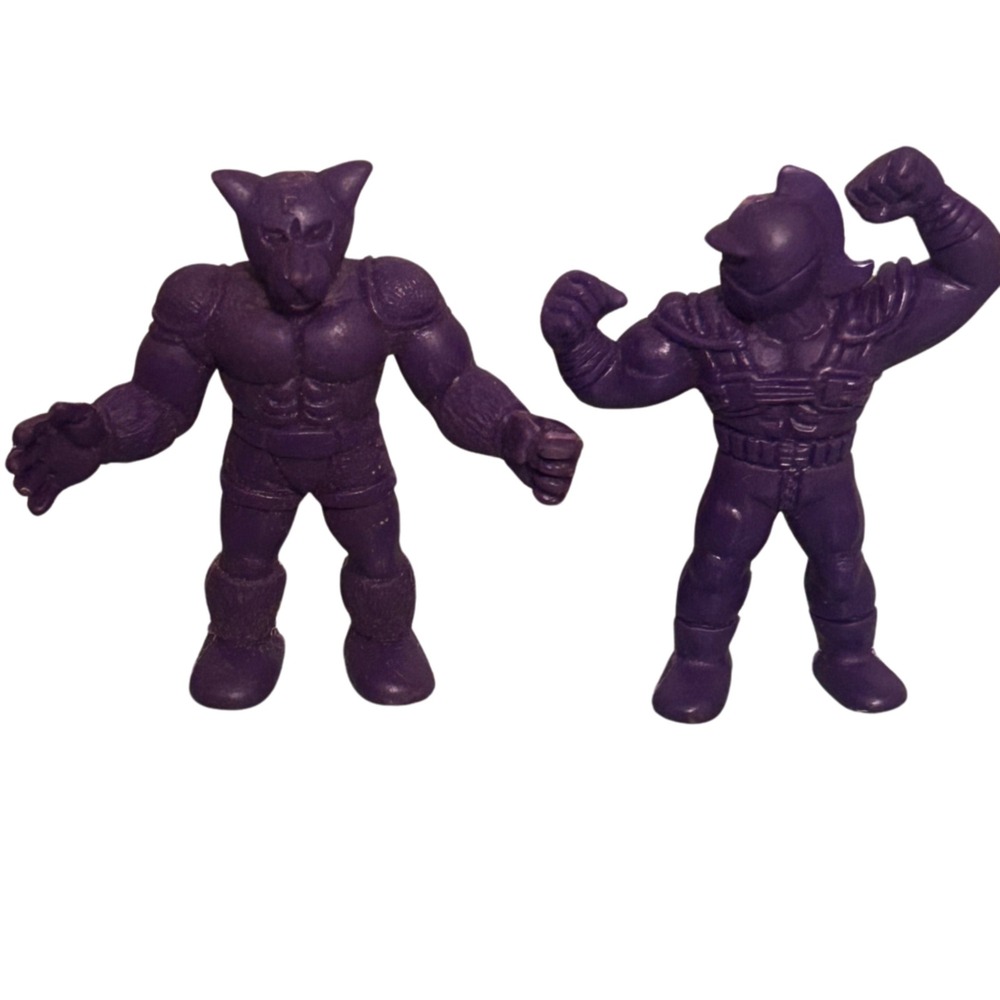 Vintage Purple MUSCLE Men Style Figures Foxman and Big Body Keshi Wrestling 2pc